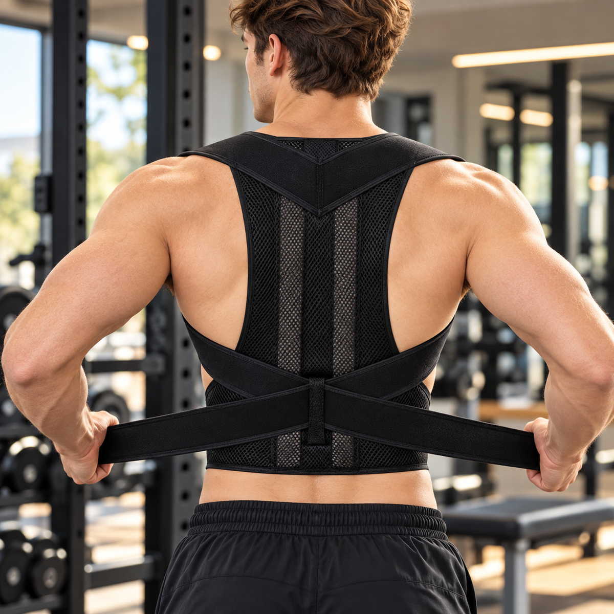 Nylon Shoulder & Lumbar Adjustable Posture Support Belt